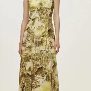 Zara Green and Brown Midi Dress